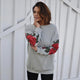 Round Neck Long Sleeve Regular Floral Sweatshirt #Top #Grey #Sweatshirt SA-BLL643-1 Women's Clothes and Blouses & Tops by Sexy Affordable Clothing