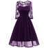 Retro Chiffon And Lace Dress #Midi Dress #Purple #Retro Dress