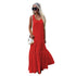 Solid Sleeveless Maxi Pleated Dress #Red #Sleeveless