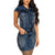 Women's Sexy Denim Button Down Ripped Dress #Short Sleeve #Denim #Turndown Neck SA-BLL282626 Fashion Dresses and Mini Dresses by Sexy Affordable Clothing
