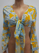 Plung Printed Crop Top with Wide Ruffle Cuffs #Long Sleeve #Printed #Crop Top SA-BLL729 Women's Clothes and Blouses & Tops by Sexy Affordable Clothing