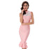 Back Zipper Sleeveless Mermaid Midi Dress #Midi Dress #Pink #New Arrival