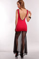 Red Black Lame Cut Out Sexy Sheer Bottom Maxi Dress  SA-BLL5072-2 Fashion Dresses and Maxi Dresses by Sexy Affordable Clothing