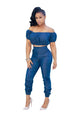 Off the Shoulder Top and High Waist Pants  SA-BLL28221 Women's Clothes and Pants and Shorts by Sexy Affordable Clothing