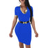 Short Sleeve Office Dress With Collared Neck #Blue #Short Sleeve #Collared Neck