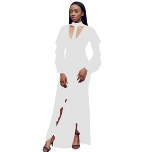 Occassional Long Ruffle Gown With Irregular Hem #Maxi Dress #White #Ruffle SA-BLL51155-1 Fashion Dresses and Maxi Dresses by Sexy Affordable Clothing