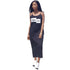 Round Neck Letter Printed Black Maxi Dress #Black #Printed #Round Neck #Straps