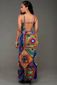 Mecca Blue Multi-color Print Slit Maxi Dress  SA-BLL51308-1 Fashion Dresses and Maxi Dresses by Sexy Affordable Clothing