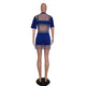 Third Wheel 3 Piece Set - Blue #Deep V #Striped Trim SA-BLL282673-2 Sexy Clubwear and Pant Sets by Sexy Affordable Clothing