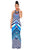 Blue Tribal Print Halter Backless Slit Sexy Bodycon Maxi Dress #Mini Dress #Blue SA-BLL51408-1 Fashion Dresses and Maxi Dresses by Sexy Affordable Clothing