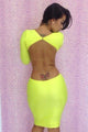 Neon Yellow Backless Bodycon Dress  SA-BLL2609-1 Fashion Dresses and Bodycon Dresses by Sexy Affordable Clothing