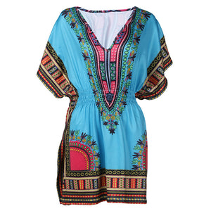 African Printed Blue Dashiki Women Dress #Printed #Dashiki #African SA-BLL282745-2 Fashion Dresses and Mini Dresses by Sexy Affordable Clothing