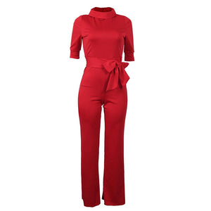 Sexy Women Half Sleeve Belt Solid Casual Jumpsuit #Red SA-BLL55193-2 Women's Clothes and Jumpsuits & Rompers by Sexy Affordable Clothing