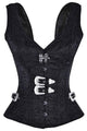 Black 12 Steel Bone Brocade Vested Corset  SA-BLL42681 Sexy Lingerie and Corsets and Garters by Sexy Affordable Clothing