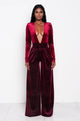 Burgundy Velvet Velia Deep V Jumpsuit #Jumpsuit #Burgundy SA-BLL55385-1 Women's Clothes and Jumpsuits & Rompers by Sexy Affordable Clothing