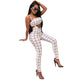 Printed Grid Two Pc Sets Rompers #White #Two Piece SA-BLL28151-2 Sexy Clubwear and Pant Sets by Sexy Affordable Clothing