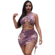 Print Lace-Up Vest Top And Skirt #Lace-Up #Print SA-BLL282655 Sexy Clubwear and Skirt Sets by Sexy Affordable Clothing