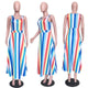 Patchwork Striped Multicolor Ankle Length Dress #Sleeveless #Striped SA-BLL51468 Fashion Dresses and Maxi Dresses by Sexy Affordable Clothing