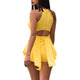 Round Neck Patchwork One-piece Short Romper #Yellow #Round Neck #Irregular SA-BLL55518-4 Women's Clothes and Jumpsuits & Rompers by Sexy Affordable Clothing