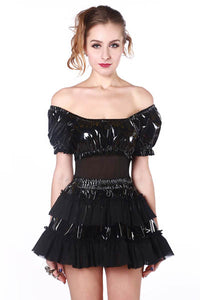 Black PVC Skirt Set  SA-BLL6070 Sexy Lingerie and Leather and PVC Lingerie by Sexy Affordable Clothing