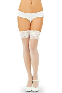 Sheer Thigh Highs with Butterflies White  SA-BLL92241-2 Leg Wear and Stockings and Pantyhose and Stockings by Sexy Affordable Clothing