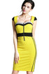 Women Voguish Colorblock Square Neck Party Dress