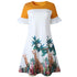 Casual Lady O-Neck Ruffles Pattern Printed Loose Dress #Ruffle #A-Line #Print