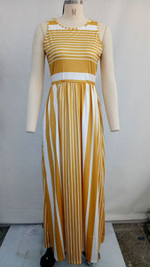 Fashion Round Neck Striped Floor Length Dress #Sleeveless #Striped #Round Neck SA-BLL51437-4 Fashion Dresses and Maxi Dresses by Sexy Affordable Clothing