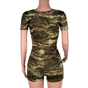 Camo Printed V-neck Short Playsuits #V-Neck #Printed #Camo SA-BLL55588 Women's Clothes and Jumpsuits & Rompers by Sexy Affordable Clothing