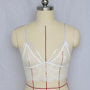 Lace Eyelashes Sexy Erotic Bra Vest #White # SA-BLL3045 Out Of Stock by Sexy Affordable Clothing