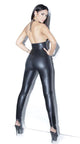 Plunging Wet Look Jumpsuit  SA-BLL55277 Women's Clothes and Jumpsuits & Rompers by Sexy Affordable Clothing
