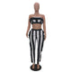 Nifty Bateau Neck Ruffle Design Striped Two-Piece Pants Set #Ruffles #Stripe #Two Piece #Strapless #Bateau Neck SA-BLL282450-1 Sexy Clubwear and Pant Sets by Sexy Affordable Clothing