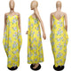 Yellow Casual Floral Printed Ankle Length Dress #Spaghetti Strap #A Line SA-BLL51496 Fashion Dresses and Maxi Dresses by Sexy Affordable Clothing