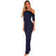 Navy Blue Off Shoulder Belted Palazzo Jumpsuit #Jumpsuit #Navy Blue SA-BLL55371-3 Women's Clothes and Jumpsuits & Rompers by Sexy Affordable Clothing