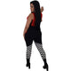 Checkered Racing Zipper Legging Two Piece Set #Two Piece #Zipper #Racing #Splice SA-BLL282484-2 Sexy Clubwear and Pant Sets by Sexy Affordable Clothing