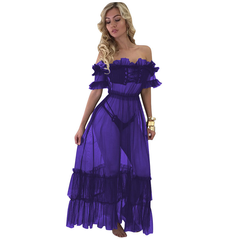 Sexy Mesh See-through Gauze Ruffled Dress #Mesh #See-Through #Ankle Le ...