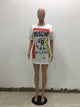 Wjite Milano Oversized Graffiti Print T-Shirt Dress #Short Sleeve #Print #Graffiti SA-BLL282525 Women's Clothes and Blouses & Tops by Sexy Affordable Clothing