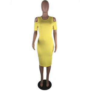 Off-Shoulder Midi Dress #Yellow #Off-Shoulder SA-BLL36224-3 Fashion Dresses and Midi Dress by Sexy Affordable Clothing