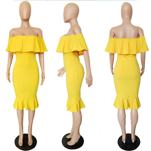 Curve Off The Shoulder Ruffled Mermaid Dress #Ruffle #Off The Shoulder #Mermaid SA-BLL51436 Fashion Dresses and Maxi Dresses by Sexy Affordable Clothing