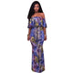 Rory Blue Palm Leaf Print Off The Shoulder Maxi Dress #Maxi Dress #Blue SA-BLL51424 Fashion Dresses and Maxi Dresses by Sexy Affordable Clothing