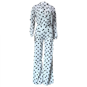 Casual Polka Dot Jacket and Wide Leg Trousers #Wide Leg #Polka Dot SA-BLL2712 Sexy Clubwear and Pant Sets by Sexy Affordable Clothing