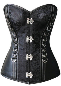 Black Leatherette D Ring Fetish Corset  SA-BLL42685 Sexy Lingerie and Corsets and Garters by Sexy Affordable Clothing