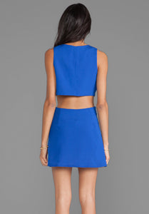 Retro Cutout Dress in Blue  SA-BLL2138-1 Fashion Dresses and Mini Dresses by Sexy Affordable Clothing