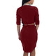 Half Sleeves Office Dress With Turn-down Collar #Red SA-BLL36093-3 Fashion Dresses and Midi Dress by Sexy Affordable Clothing