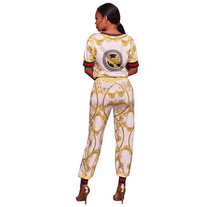 Gotti White Yellow Multi-Color Print Two Piece Jogger Set #White #Yellow #Pant Sets SA-BLL2029-1 Sexy Clubwear and Pant Sets by Sexy Affordable Clothing