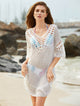 Crochet Insert Backless Tassel Tie Pom Pom Cover Up #Beach Dress #White # SA-BLL3717-1 Sexy Swimwear and Cover-Ups & Beach Dresses by Sexy Affordable Clothing