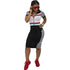 Black And White Sports Printed Dress #Short Sleeve #Printed #Turndown Collar #Racing