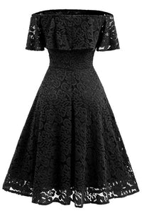 Lace Cocktail Off Shoulder Party Bridesmaids Prom Dresses #Midi #Prom Dresses #Black SA-BLL36175-1 Fashion Dresses and Midi Dress by Sexy Affordable Clothing