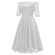 Off Shoulder Lace A-Line Dress With Half Sleeves #Lace #White #Off Shoulder #A-Line #Half Sleeves SA-BLL36133-1 Fashion Dresses and Midi Dress by Sexy Affordable Clothing