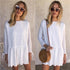 Women Autumn Grid Plaid Printing Dress Long Sleeve Party Dress #Mini Dress #White #
